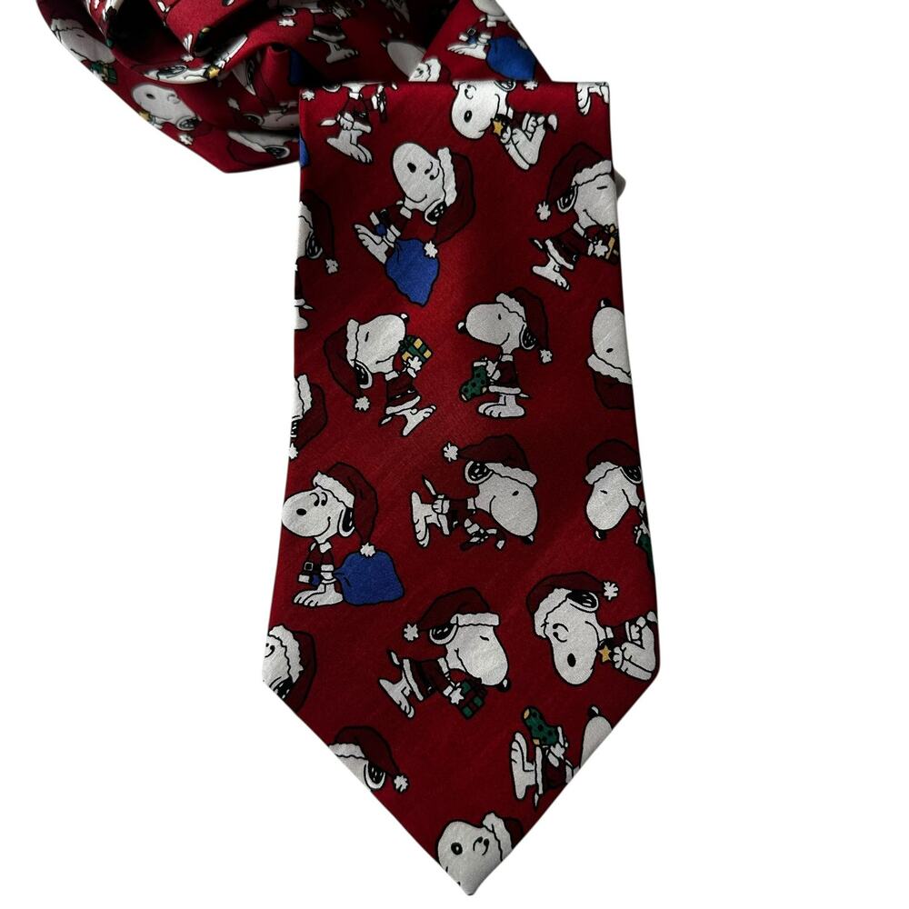 Peanuts Red Silk Holiday Christmas 55.5" Necktie One Size | 51-9